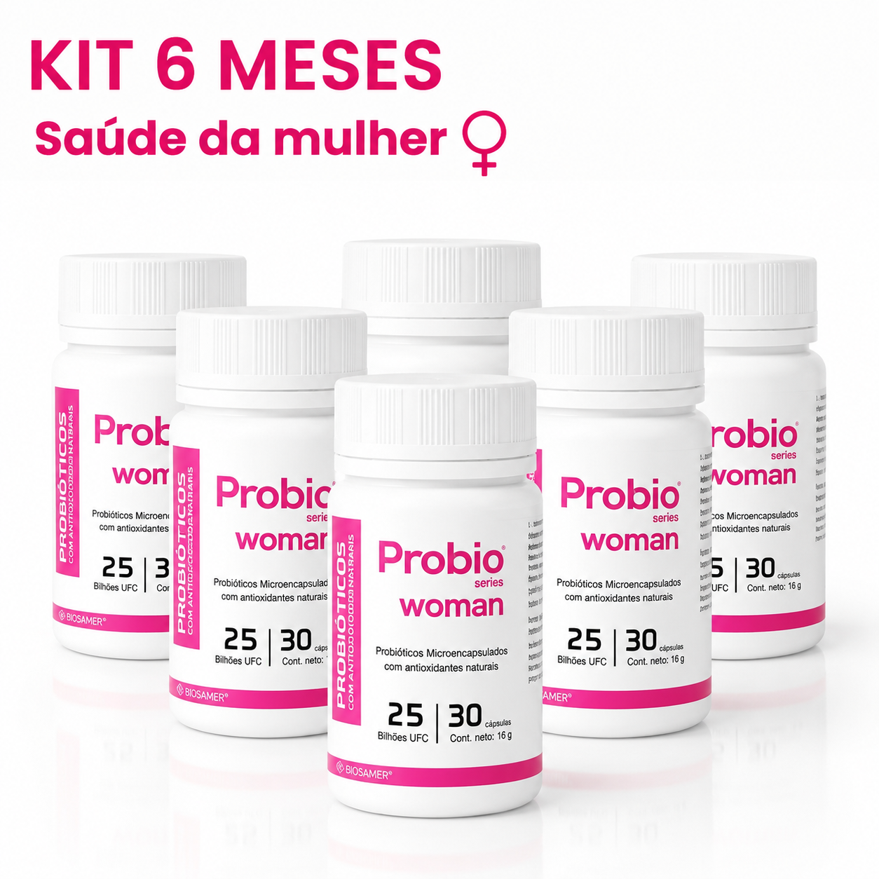 Probiótico Woman 25BI CFU: Probióticos + Frutos vermelhos - 180 cápsulas (6 MESES)