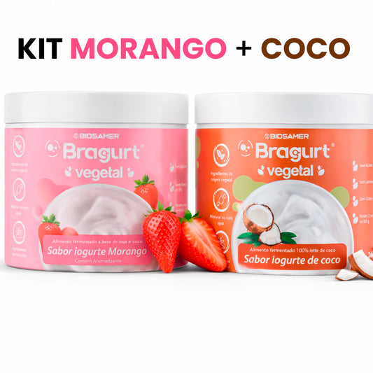 Kit Bragurt Morango e Coco iogurte Instantâneo